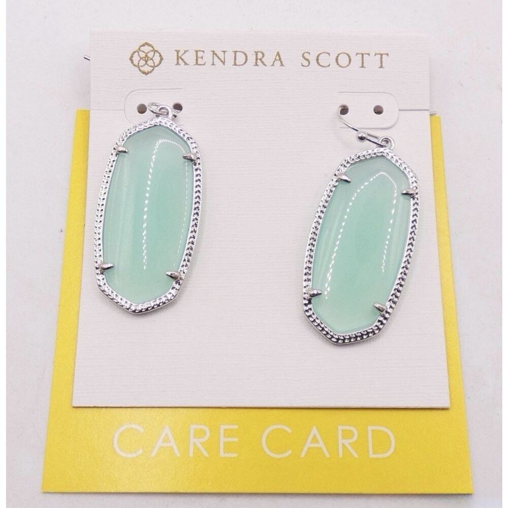 Kendra Scott Rhodium Plated Elle Chalcedony Hook Earrings